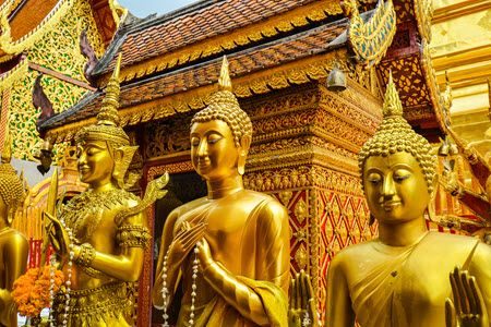 temple chiang mai et bouddhas dorés en thaïlande