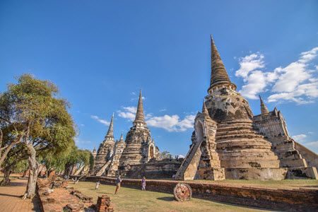 temples bouddhistes à Ayutthaya en Thaïlande